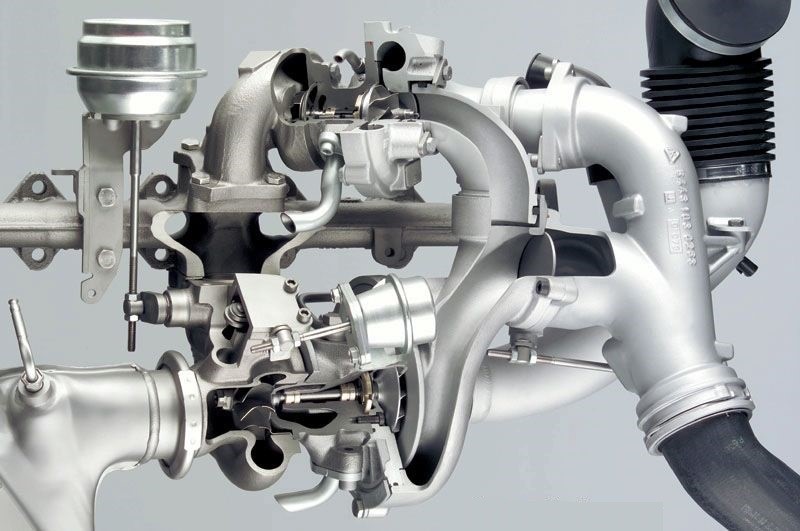 Схема Bi-Turbo с турбинами разного размера