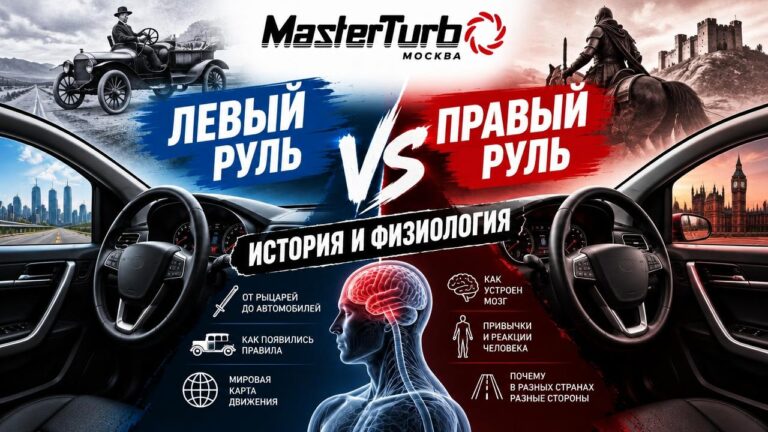 Баннер MasterTurbo «Левый руль vs правый руль: история и физиология»